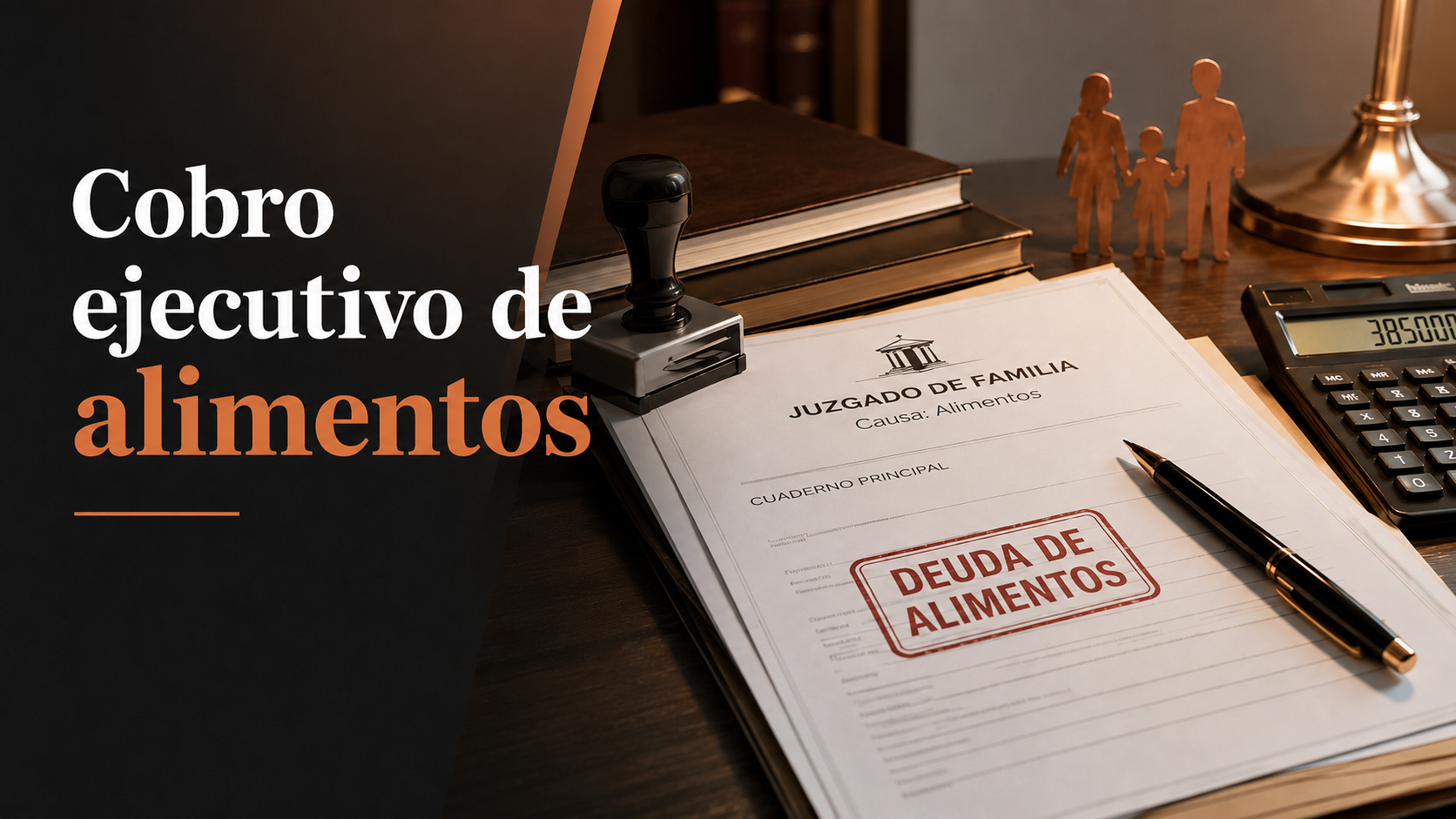 Abogado revisando documentos para el cobro ejecutivo de una deuda de pensión de alimentos en Chile.