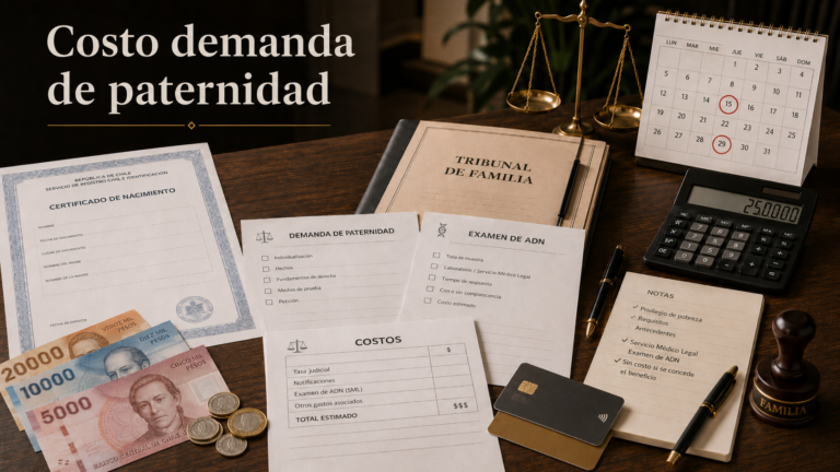 Costo de una demanda de paternidad en Chile con documentos judiciales, examen de ADN y medios de pago