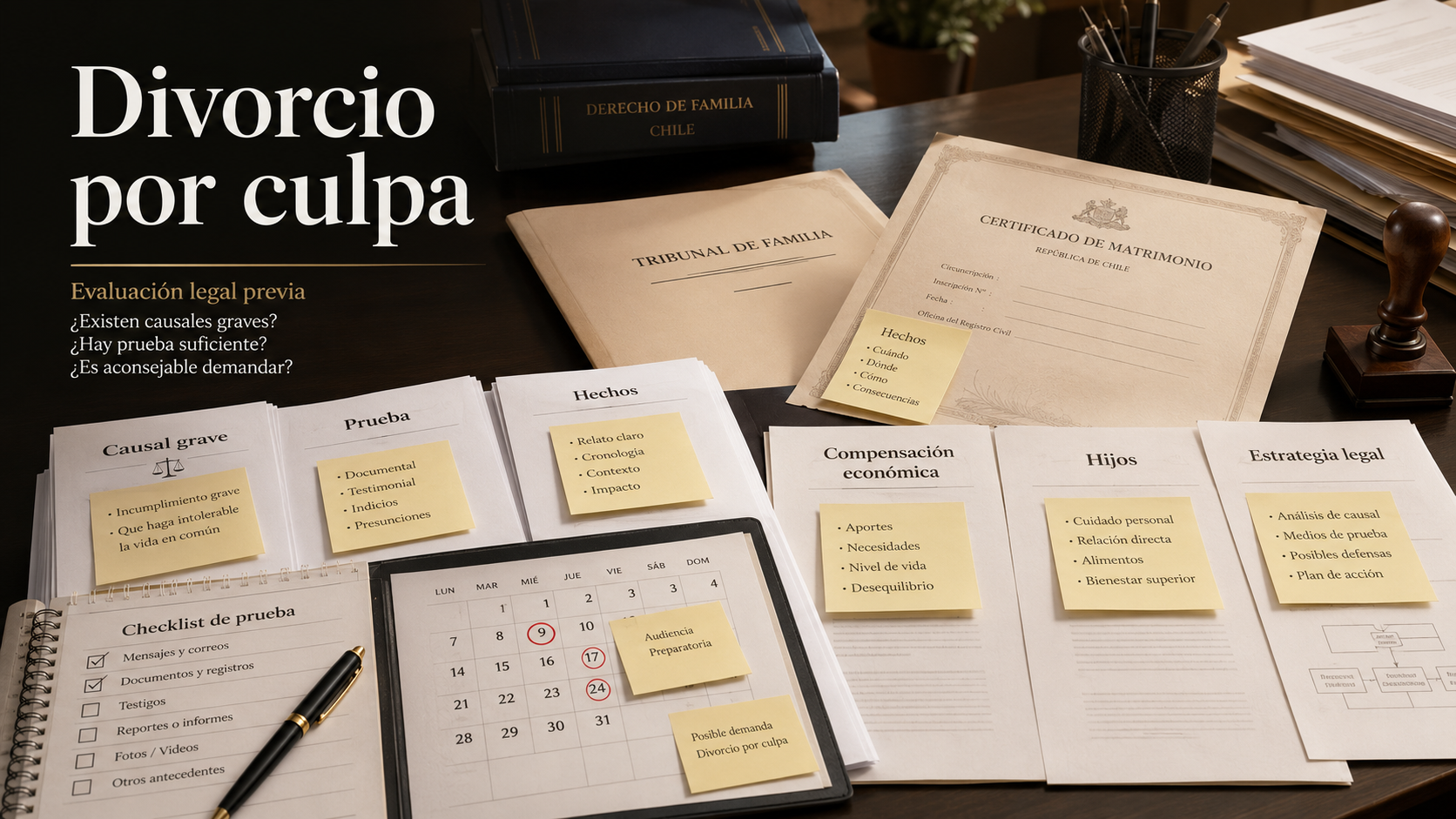 Divorcio por culpa en Chile con revisión de causales y prueba ante el Tribunal de Familia
