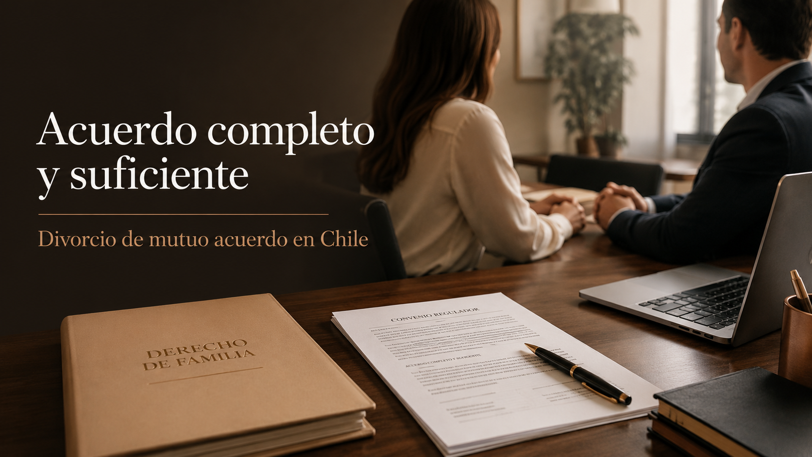 Abogado revisando acuerdo completo y suficiente para divorcio de mutuo acuerdo en Chile