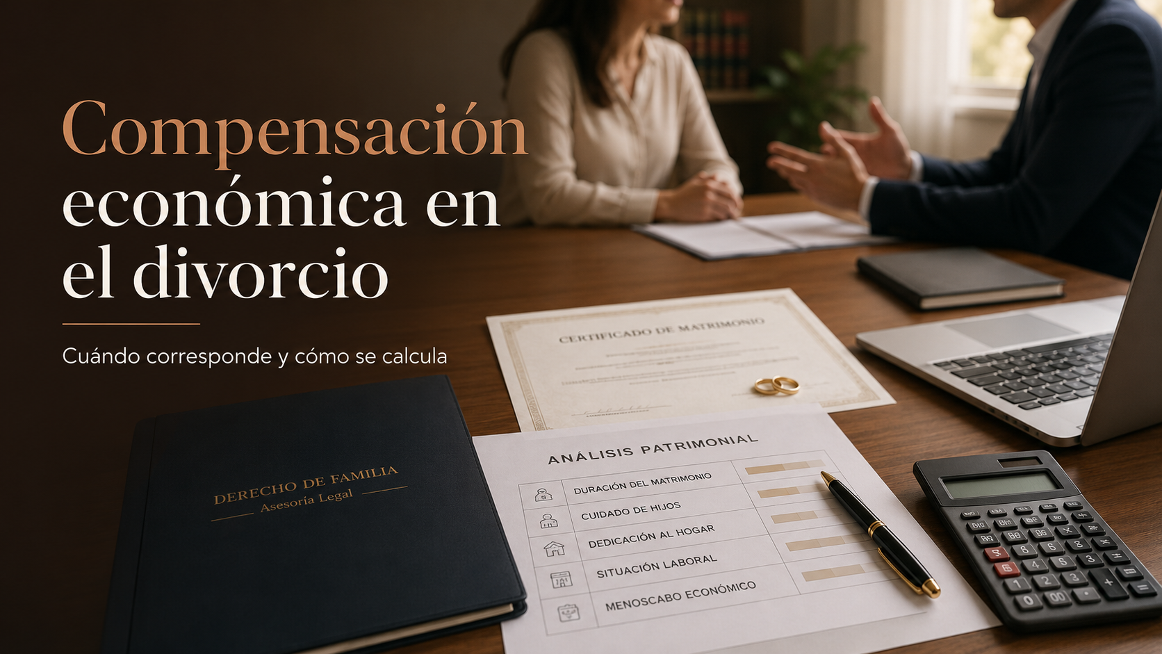 Abogado revisando compensación económica en divorcio en Chile