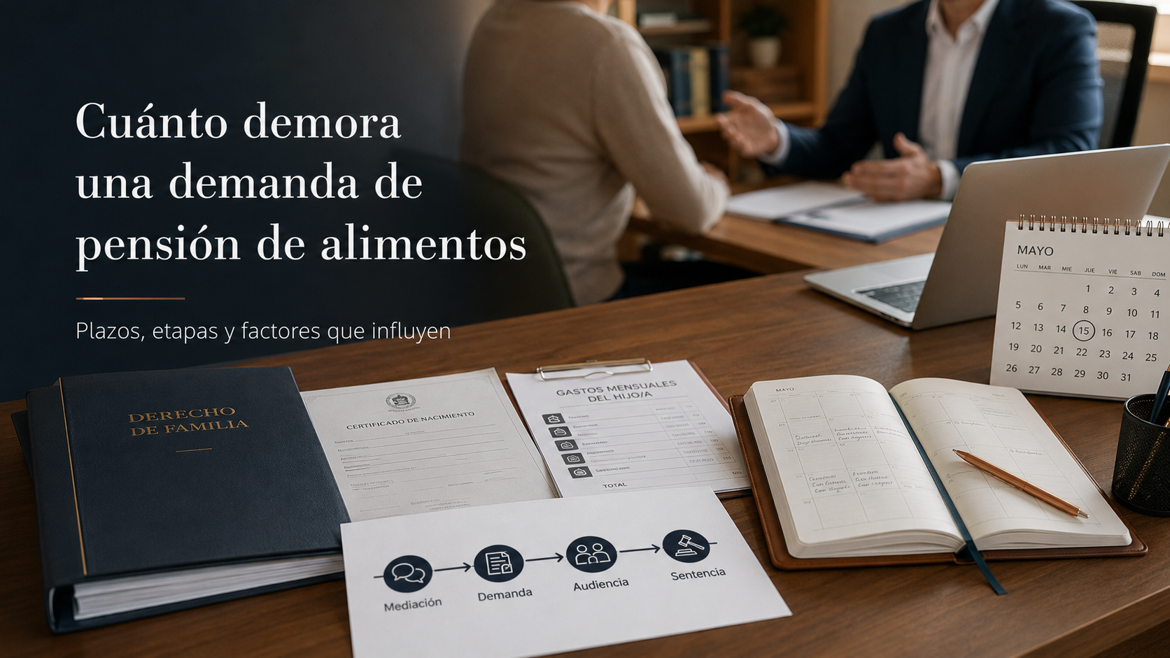Abogado revisando plazos de una demanda de pensión de alimentos en Chile