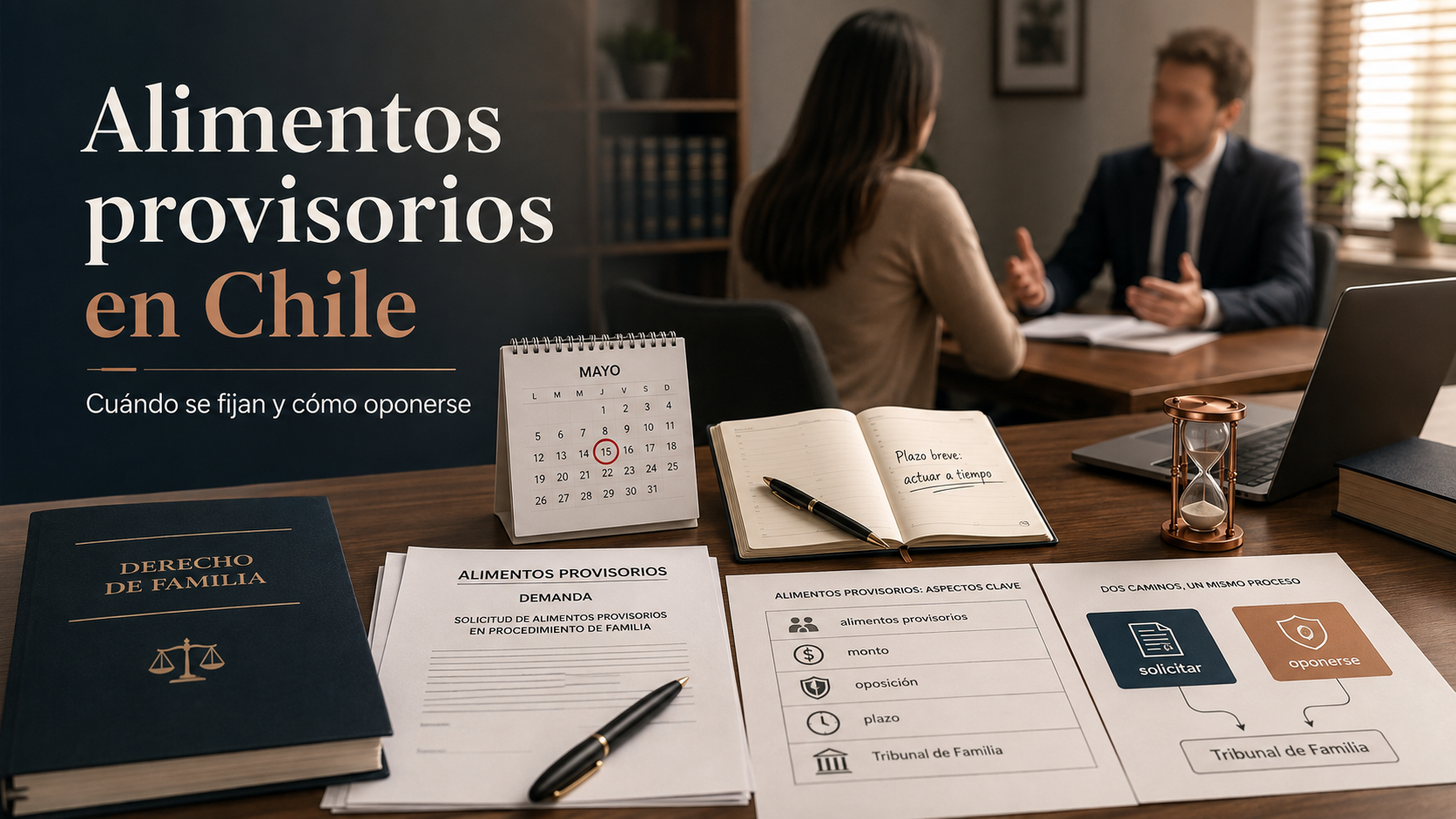 Abogado revisando alimentos provisorios en Chile y oposición al monto