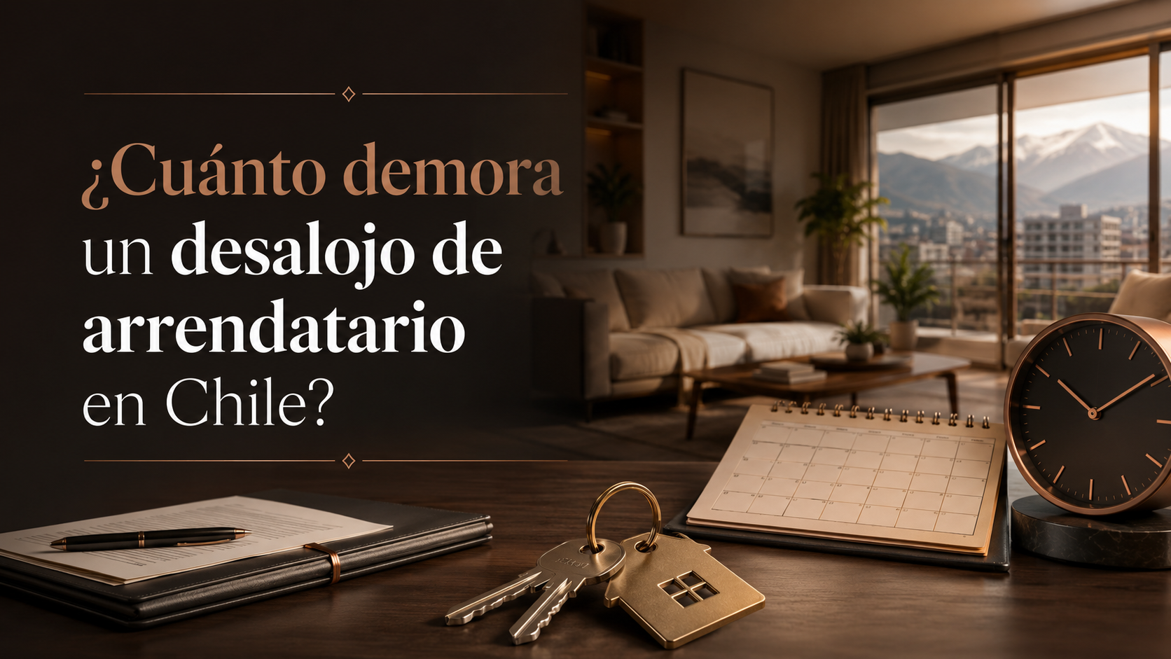 Vivienda con llaves y calendario sobre cuánto demora un desalojo de arrendatario en Chile