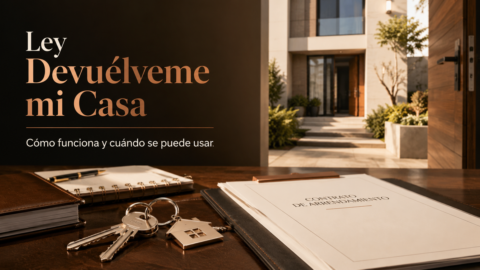 Vivienda con llaves y documentos sobre la Ley Devuélveme mi Casa en Chile