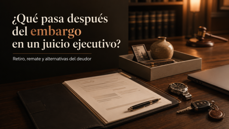 Bienes y documentos judiciales sobre qué ocurre después del embargo en un juicio ejecutivo en Chile